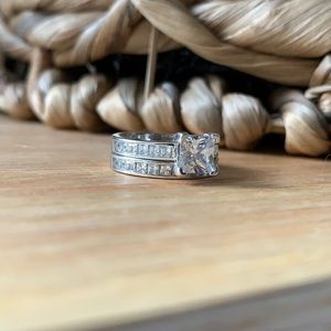 2.0 carat princess cut .925 sterling white gold plated silver 7 wedding set